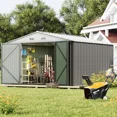 thumbnail image 2 of Homall 10x10ft Outdoor Metal Storage Shed with Lock, Durable Steel Backyard Shed, Gray, 2 of 7