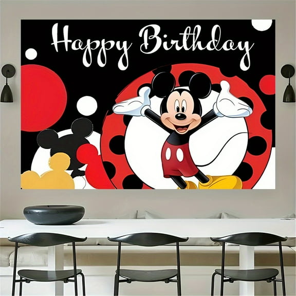 Mickey and Minnie cartoon theme birthday flag Background flag Children's party decoration items Photography photo props 150*100CM