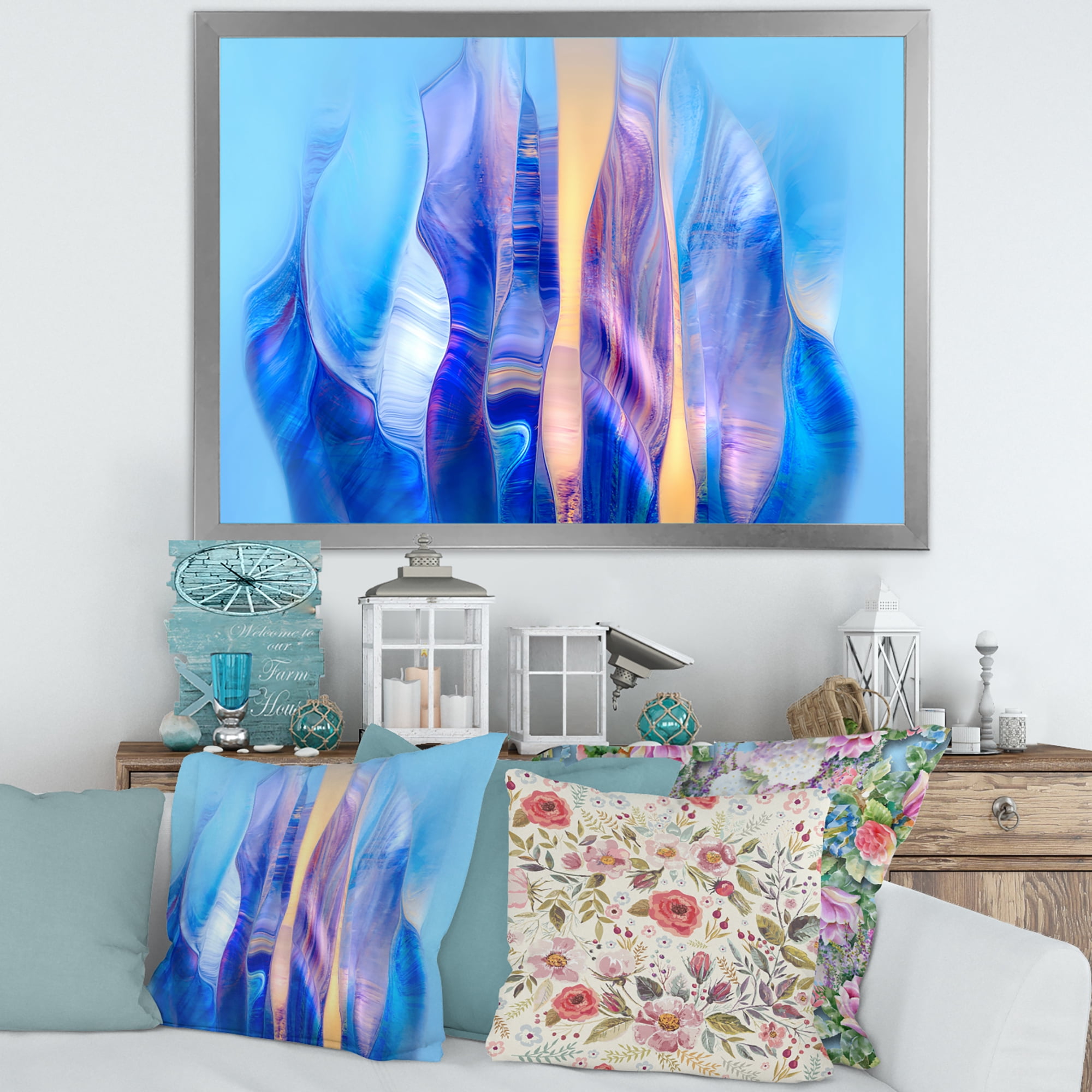 Designart 'Abstract Colorful Twisted Wavy Shape In Motion' Modern Framed Art Print