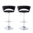 thumbnail image 2 of Tcbosik Black Velvet Upholstered 360°Swivel Bar Stools Set of 2, 23.62"-32.08" Adjustable Counter & Bar Seat Height, with Curved Back, Cushioned Seat Chrome Base, Modern Dining & Bar Seating, 2 of 6