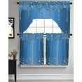 thumbnail image 3 of Modern Blue Kitchen Curtains Swag Valance and Tier Curtains Set 24 Inch Length, Abstract Diamond Luxury Gradient Rod Pocket Drape Panels Pair Swag Curtains for Bathroom/Cafe/Window, 3 of 6