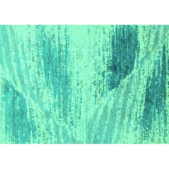 Ahgly Company Machine Washable Indoor Rectangle Abstract Turquoise Blue Modern Area Rugs, 3' x 5'