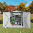 thumbnail image 3 of 6x3.5FT Outdoor Storage Shed for Backyard, Pitched Roof Tool Shed with Window and Lockable Door, Air Vent, Metal Compact Shelter for Garden,Backyard, White, 3 of 9
