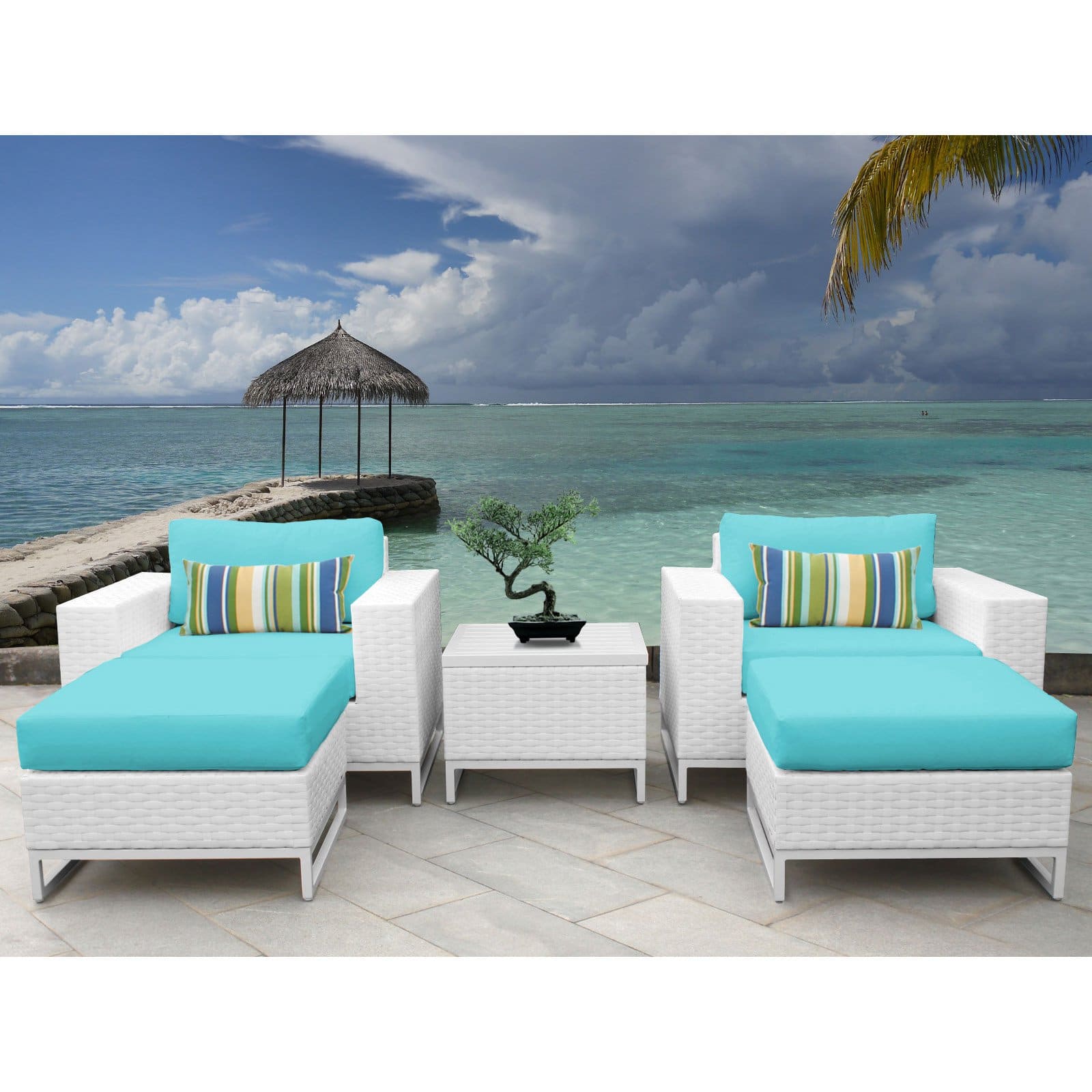 Florida 5-Piece Aluminum Framed Outdoor Conversation Set with Ottomans - image 2 of 3