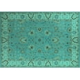thumbnail image 1 of Ahgly Company Machine Washable Indoor Rectangle Oriental Turquoise Blue Traditional Area Rugs, 6' x 9', 1 of 4