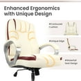 thumbnail image 2 of Hygge Ergonomic Back Support High Back Executive Leather Home Office Computer Desk Chair, Ivory, 2 of 9