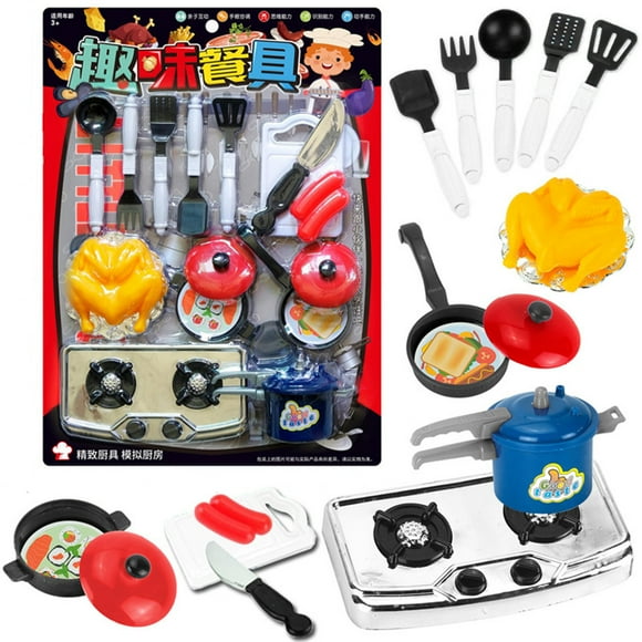 EGNMCR Cooking Playsets Kitchen Playsets Little Chef Play Toys Children's Playsets Children's Play House Toys Plastic Simulation Play House