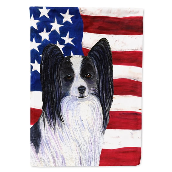 Carolines Treasures SS4032CHF USA American Flag with Papillon Flag Canvas, Large, Multicolor