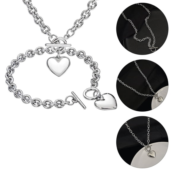 Luxshiny 1 Set Heart Jewelry Stainless Steel Elegant Jewelry Set For Women