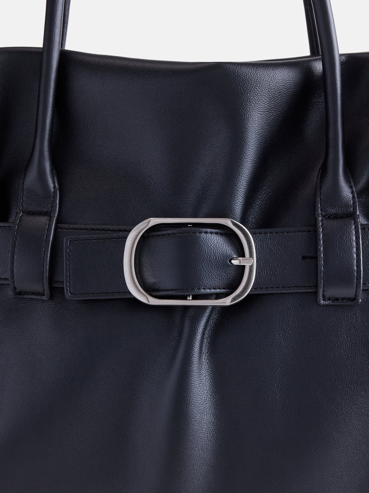 Scoop Women's Faux Leather Buckle Tote Bag, Rich Black
