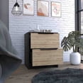 thumbnail image 4 of HomeRoots 19" Black Two Drawer Faux Wood Nightstand, 4 of 9
