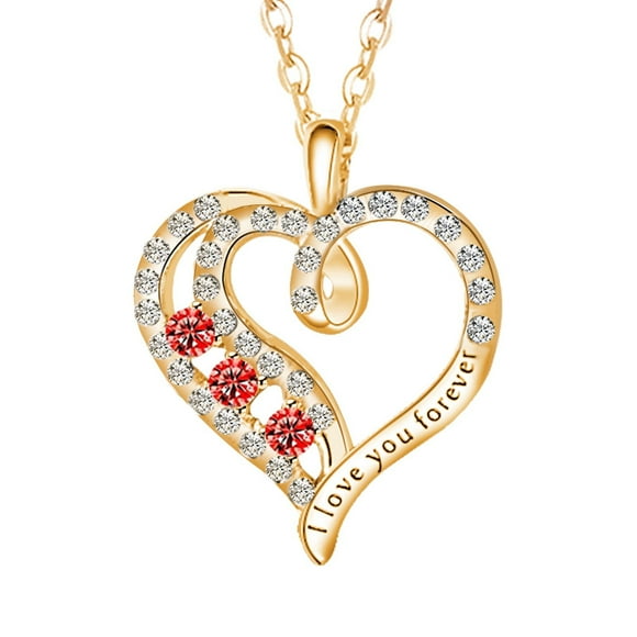 TIMIFIS Necklace Love Heart Pendant Necklaces Jewelry For Women Birthstones Rose Gold Jewelry Birthday Gifts For Women Mom Girlfriend Her For Anniversary Gifts - Summer
