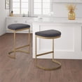 thumbnail image 2 of Madison Park Maison 25" Solid Wood Polyester Counter Stool in Charcoal/Gold, 2 of 9
