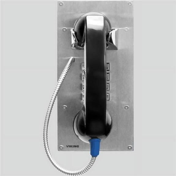 Viking Electronics K-1900-812L-IP VoIP Vandal Resistant Stainless Steel Panel Phone with Auto Dialer Relay Control Keypad, 12 in. Armored Cable & Lanyard