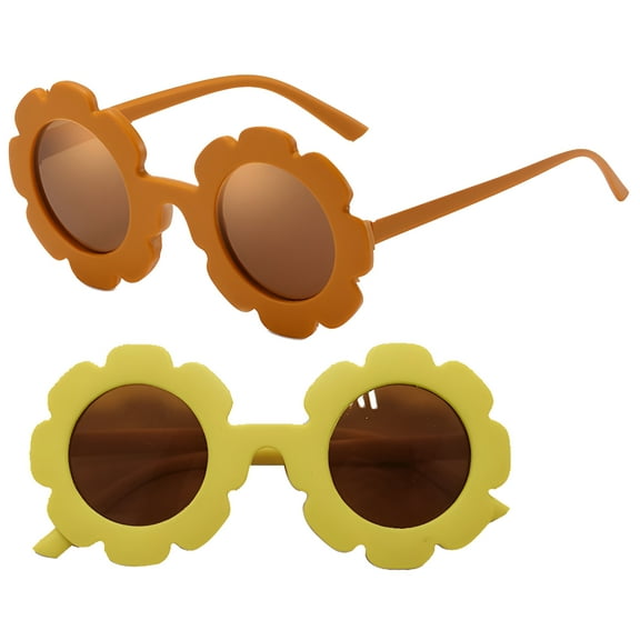 GJX 2Pcs Toddler Sunglasses Age 2-4,Fun Sunflower Frame Shape Toddler Sunglasses,Bold and Attractive Color Choices Toddler Sunglasses Age 1-2,Multicolor