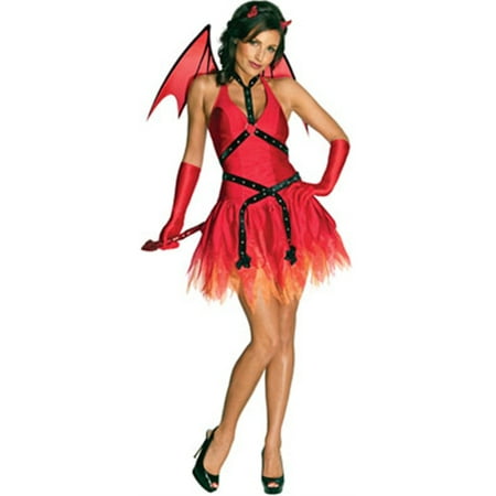 Devilish Desire Red Hot Devil Babe With Wings Womens Halloween Party Costume S-L