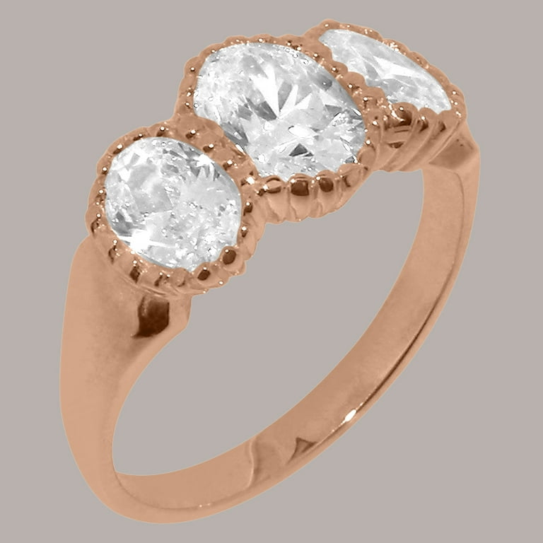 LBG British Made 9k Rose Gold Synthetic Cubic Zirconia Womens