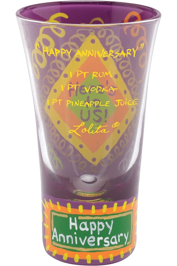 Hand Painted Shooter Glass, Happy Anniversary