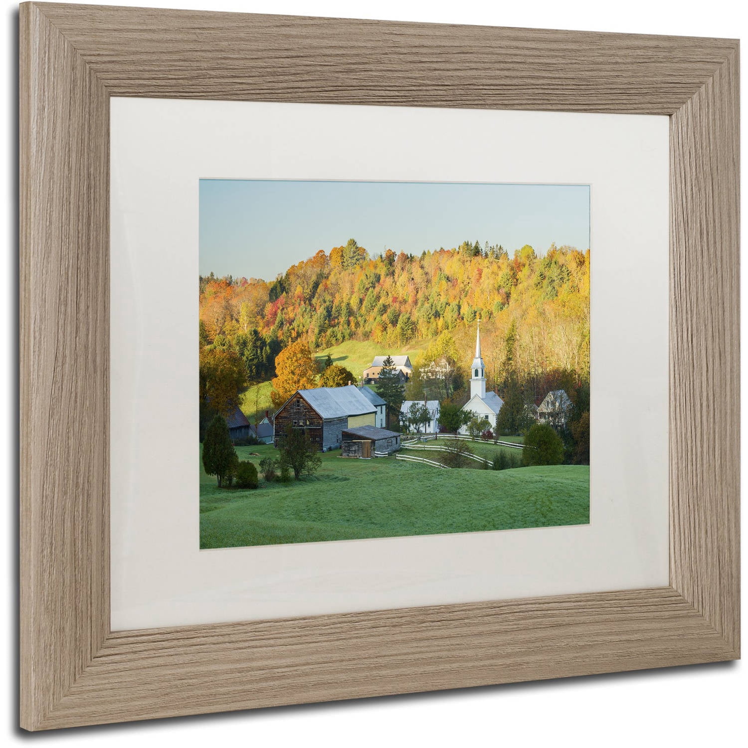 Trademark Fine Art "Fall Pastoral" Canvas Art by Michael Blanchette Photography White Matte, Birch Frame