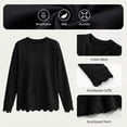 thumbnail image 2 of Livrdious Crewneck Sweatshirts for Women Scalloped Long Sleeve Pullover Tops Relaxed Fit Solid Casual Fall Outfits, 2 of 8