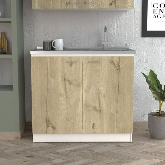 Boahaus Colmar Sink Cabinet (White-Light Oak)