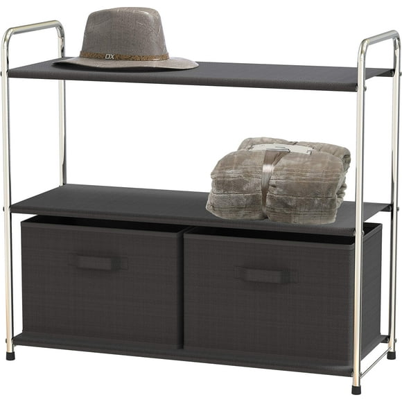 Closet Storage Simple Houseware, 3 niveles con 2 cajones, gris oscuro