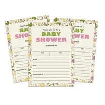 Inkdotpot 30 Fill In StyleBaby Shower Invitation Cards Floral Gender Neutral Blank Invites