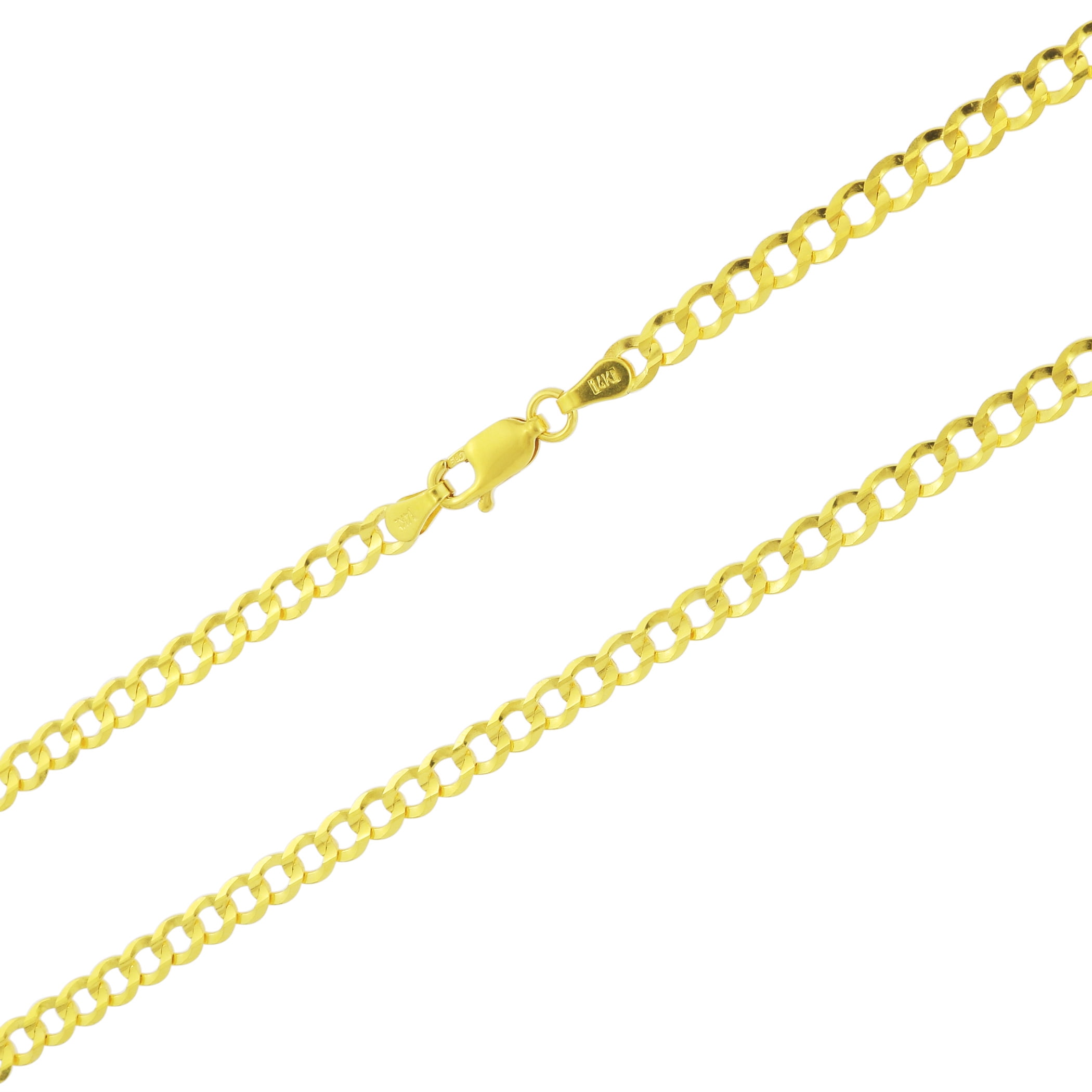 Nuragold 14k Yellow Gold 4mm Solid Cuban Curb Link Chain Pendant 
