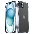thumbnail image 2 of Dteck Bumper Case for iPhone 15,Shockproof Aluminum Metal Bumper Frame with Transparent Carbon Fiber Back Sticker and Camera Lens Protector,Darkblue, 2 of 9