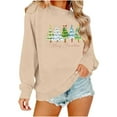 thumbnail image 4 of GUZOM Womens Oversized Christmas Graphic Sweatshirt - Long Sleeve Crew Neck, Beige with Christmas Tree & Merry Christmas Print, Soft 100% Polyester for Holiday Parties,Size L, 4 of 8