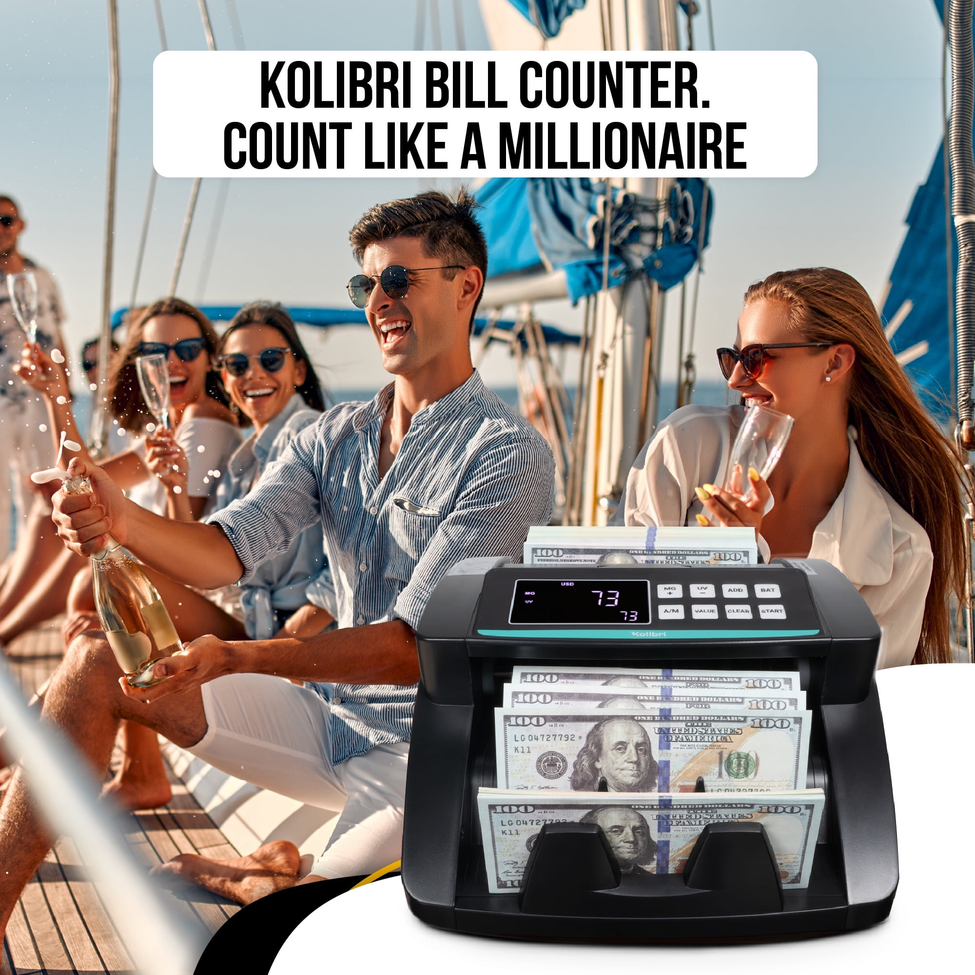 Kolibri Kolibri Bill Counter: 1,200 bills per min, advanced counterfeit detection, set up in minutes