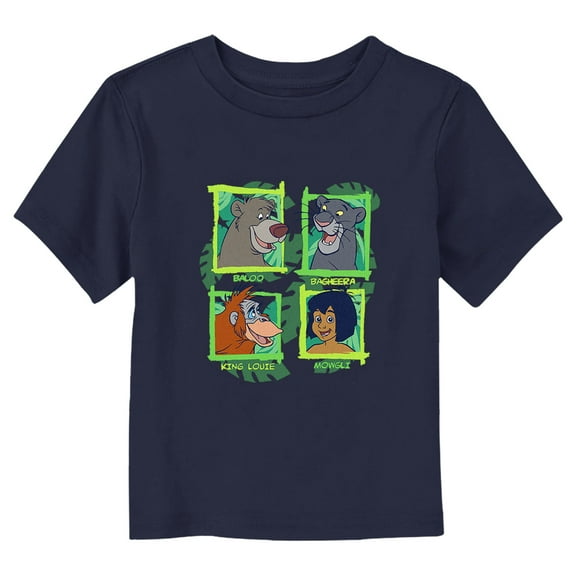 Toddler's The Jungle Book Tropical Portraits  Graphic Tee Navy Blue 4T