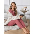 thumbnail image 4 of Ekouaer 2 Pack Womens Pajama Set Soft Pjs Long Sleeve Top With Jogger Pants Lounge Sets Sleepwear Loungewear with Pockets, 4 of 5