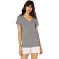 thumbnail image 1 of HUE Womens Short Sleeve V-Neck Sleep Tee 2X Medium Grey Heather, 1 of 3