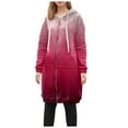 thumbnail image 2 of Long Hoodies for Women 2025 Fall Winter Long Sleeve Zip Up Gradient Hooded Sweatshirt with Pockets Jacket Coat, 2 of 7