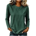 thumbnail image 2 of Otvok Loose Pocket Striped Tunic Top for Women Vertical Stripe Crew Neck Long Sleeve Casual Tee Shirt, 2 of 7
