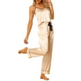 thumbnail image 4 of Unique Bargains Womens Cami Pants Sets Sleepwear Nightwear Satin Pajama Party Silky Summer, 4 of 5