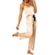 thumbnail image 4 of Conjuntos de pijama de satén para mujer INSPIRE CHIC, top de tirantes, pantalones palazzo con una máscara para dormir, 3 piezas, ropa de dormir de seda, XL, champán, 4 of 5