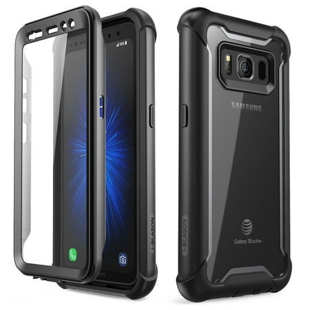 Galaxy S8 Active Case, Ares, i-Blason, Fullbody Clear Bumper Case with Screen Protector - Black