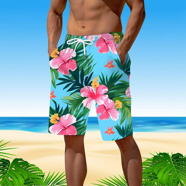 WILLBEST Pantalones Cortos Casuales de Verano para Hombre con Estampado Digital 3D y Cintura Elástica para Playa