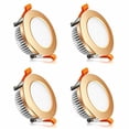 thumbnail image 2 of YGS-Tech 3 Inch LED Recessed Lighting, Dimmable Downlight 5W(40W Halogen Equivalent), 2700K Ultra Warm White Ceiling Light, CRI80, Gold Trim with LED Driver(4 Pack), 2 of 4