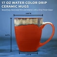 thumbnail image 5 of 10 Water Color Drip Ceramic Mugs Set, 17 oz. - Stoneware, Drinkware, Durable, C-handle - Orange, 5 of 5