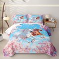 thumbnail image 2 of Homewish 3D Horses Bed Spread Queen for Girls, Pink Cherry Blossoms Queen Coverlet Set, 3 Pieces, 1 Comforter and 2 Pillowcases, 2 of 7