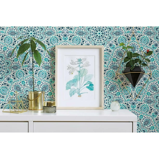 Better Homes & Gardens Blue Peel and Stick Paisley Wallpaper, Soleil