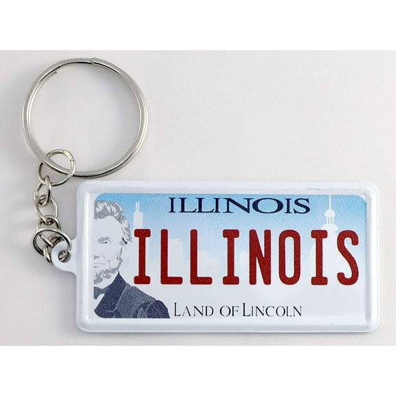 Illinois License Plate Aluminum Ultra-Slim Rectangular Souvenir Keychain