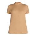 thumbnail image 6 of Time and Tru Women's Mock Neck Top with Short Sleeves, 2-Pack, Sizes XS-XXXL, 6 of 7