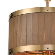 Elk Home 19-Inch Wide Wooden Barrel Chandelier Modern-Satin Brass
