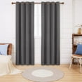 thumbnail image 4 of Deconovo Gray Linen Textured Blackout Curtains 84 inch Length Pack of 2 Panels, 100% Black Out Window Curtains for Living Room (Dark Grey, 52W x 84L Inch, 4 of 9