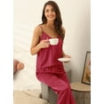 thumbnail image 2 of DARING DIVA Women's 5 Pcs Solid Color Camisole with Pants Pajamas Sets M Red, 2 of 6