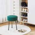 thumbnail image 6 of Vanity Stool with Metal Legs – Round Velvet Ottoman Bench, Modern Dressing Stool & Footstool for Bathroom, Bedroom, or Living Room – Green, 6 of 6